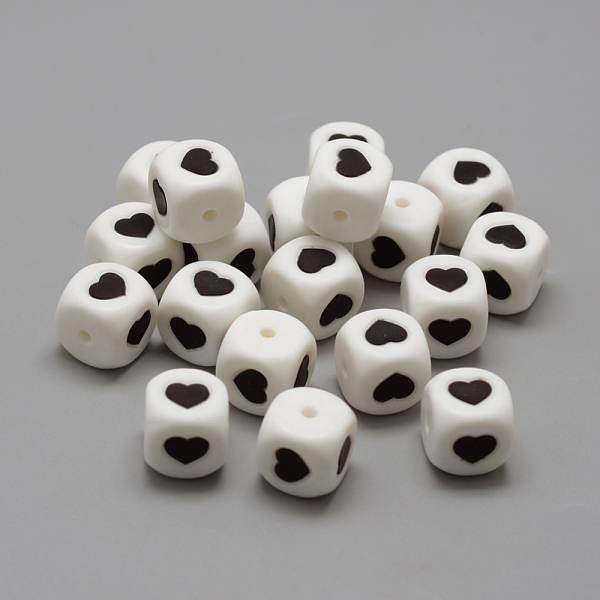 

PandaHall Food Grade Eco-Friendly Silicone Beads, Chewing Beads For Teethers, DIY Nursing Necklaces Making, Heart & Cube, White, 12x12x12mm...