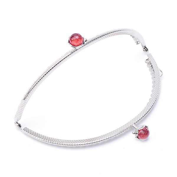 

PandaHall Iron Purse Frame Handle, with Half Round Resin Beads, for Bag Sewing Craft Tailor Sewer, Platinum, FireBrick, 60x86x11mm, Hole..., Red