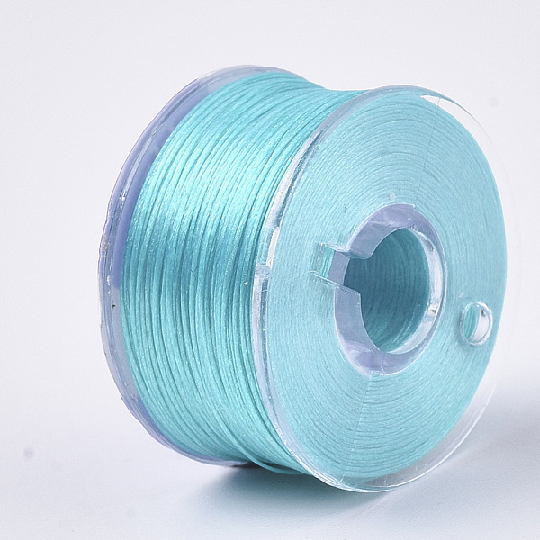 

PandaHall Special Coated Polyester Beading Threads for Seed Beads, Cyan, 0.1mm, about 50yards/roll Polyester Cyan