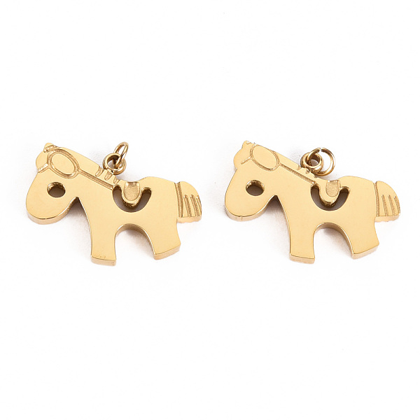

PandaHall 304 Stainless Steel Charms, with Jump Rings, Laser Cut, Horse, Real 14K Gold Plated, 12x18x2mm, Jump Ring: 2.8x0.5mm, 1.8mm inner...