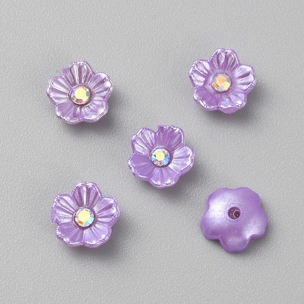 

PandaHall Opaque Resin Pave Rhinestone Cabochons, Flower, Medium Orchid, 8x8x3mm Resin Flower