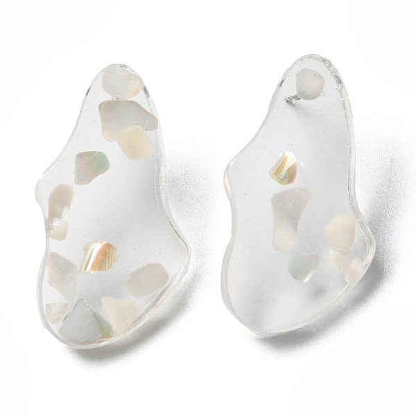 

PandaHall Resin with Shell Twist Teardrop Stud Earrings with Titanium Pins, White, 32x18mm Resin Teardrop White