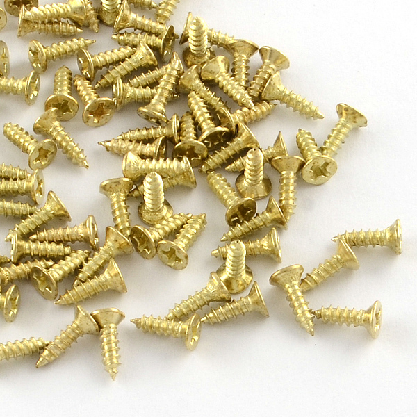 

PandaHall Iron Screws Findings, Golden, 7x4mm, pin: 2mm, about 3755pcs/500g Iron