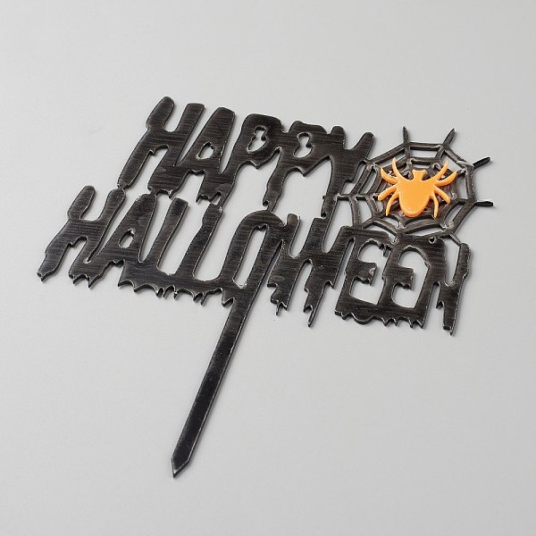 PandaHall Acrylic Spider & Halloween Word Cake Insert Card Decoration, for Halloween Cake Decoration, Black, 155x120x1mm Acrylic Spider...