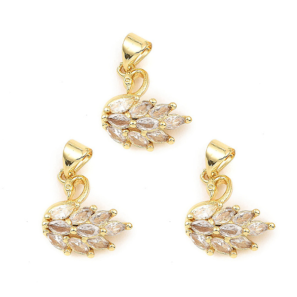 

PandaHall Rack Plating Real 18K Gold Plated Brass Pendants, with Cubic Zirconia, Long-Lasting Plated, Lead Free & Cadmium Free, Swan, Clear...