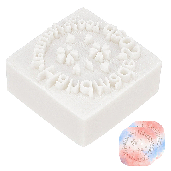 

PandaHall Resin Chapter, DIY Handmade Resin Soap Stamp Chapter, Square, White, Word Handmade Soap 100% Natural, Heart Pattern, 4x4x1.85cm...