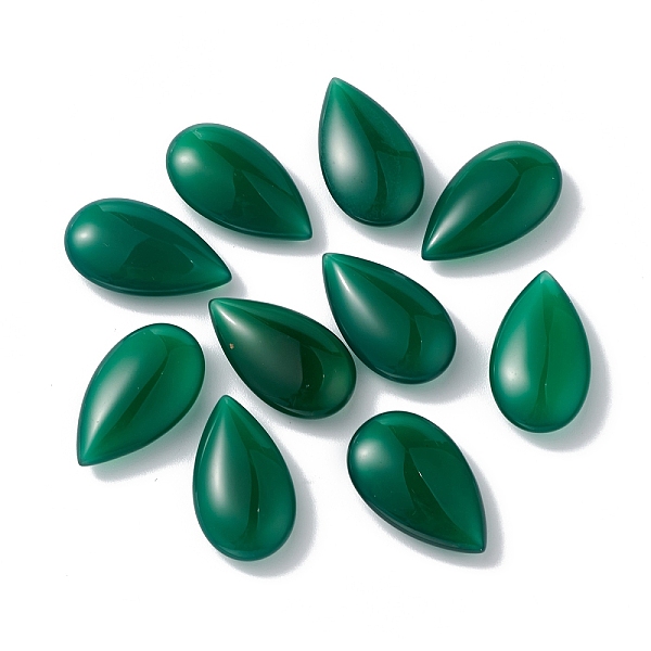 PandaHall Natural Green Onyx Agate Beads, No Hole/Undrilled, Dyed & Heated, Teardrop, Dark Green, 20.5x12x6.5mm Green Onyx Agate Teardrop
