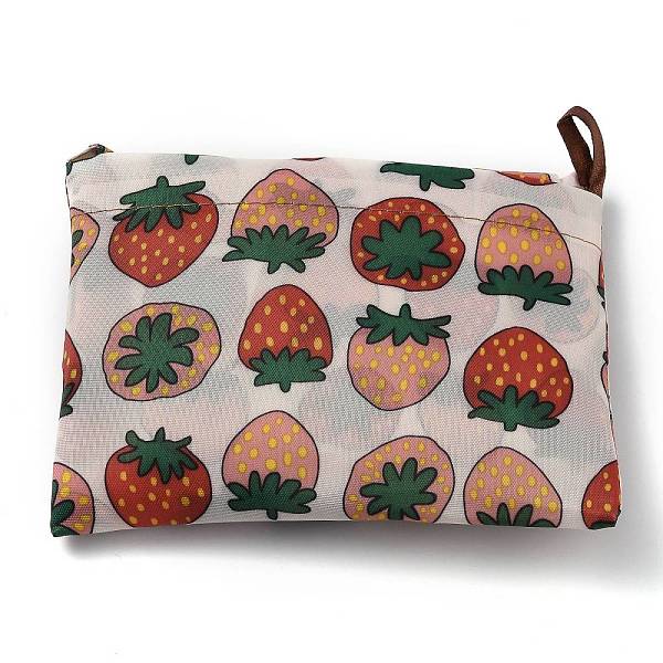 

PandaHall Foldable Eco-Friendly Nylon Grocery Bags, Reusable Waterproof Shopping Tote Bags, with Pouch and Bag Handle, Strawberry Pattern...