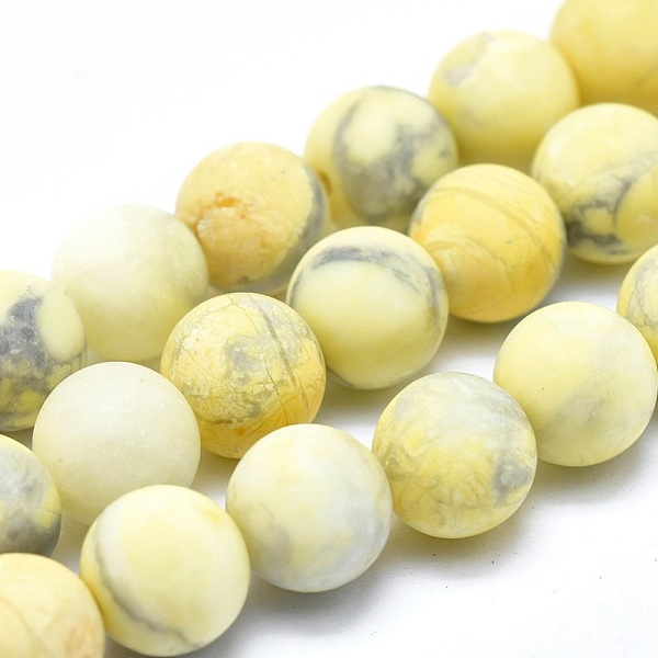 

PandaHall Natural Howlite Bead Strands, Frosted, Dyed, Round, Yellow, 8mm, Hole: 1mm, about 15.35 inch~15.74 inch(39~40cm)long...