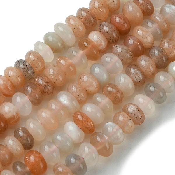 

PandaHall Natural Multi-Moonstone Beads Strands, Rondelle, 5.5~6x3~3.5mm, Hole: 0.8mm, about 123pcs/strand, 15.59''(39.6cm) Multi-Moonstone...