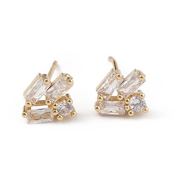 

PandaHall Clear Cubic Zirconia Geometric Stud Earrings, Brass Jewelry for Women, Long-Lasting Plated, Lead Free & Cadmium Free, Real 18K...