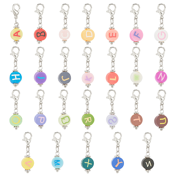 

PandaHall PH Polymer Clay Charms Zipper Pull Charms Polymer Clay Letter A~Z Multicolor
