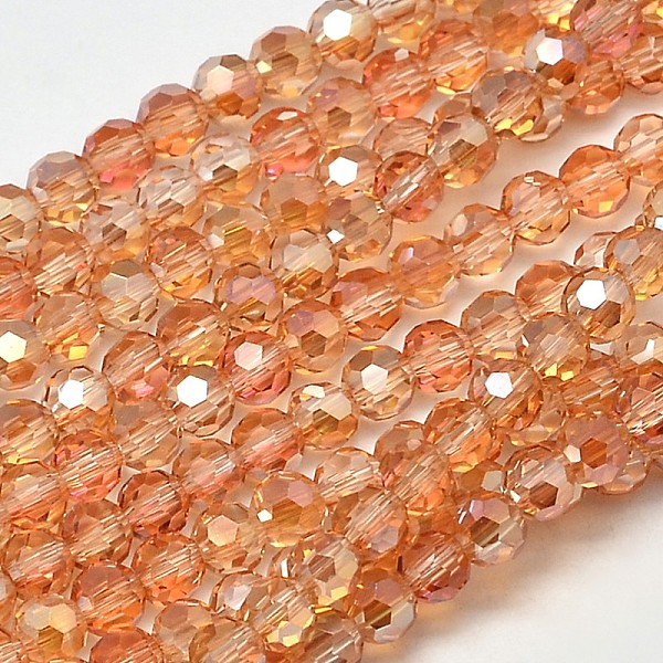 

PandaHall Faceted(32 Facets) Round Half Rainbow Plated Electroplate Glass Beads Strands, Sandy Brown, 4mm, Hole: 1mm, about 100pcs/strand...