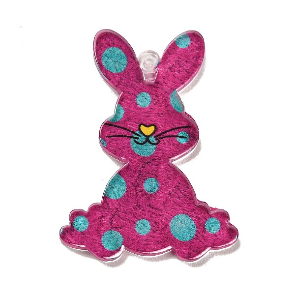 

PandaHall Printed Transparent Acrylic Pendants, Rabbit, Camellia, 40x29.5x2.5mm, Hole: 1.6mm Acrylic Rabbit Pink