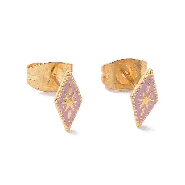 

PandaHall Enamel Rhombus with Star Stud Earrings with 316L Surgical Stainless Steel Pins, Gold Plated 304 Stainless Steel Jewelry for Women..., Multicolor