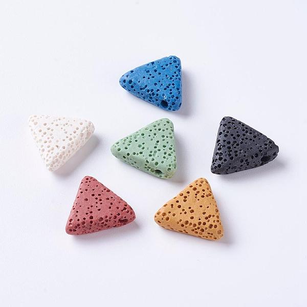 

PandaHall Natural Lava Rock Beads, Dyed, Triangle, Mixed Color, 16~17x17~17.5x5.5mm, Hole: 2mm Lava Rock Triangle Multicolor