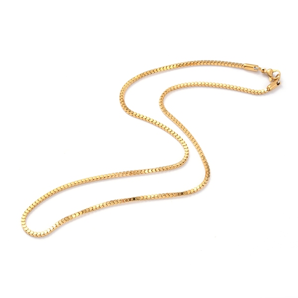 

PandaHall 304 Stainless Steel Box Chain Necklaces, with Lobster Claw Clasps, Golden, 17.83 inch(45.3cm), 2mm 304 Stainless Steel