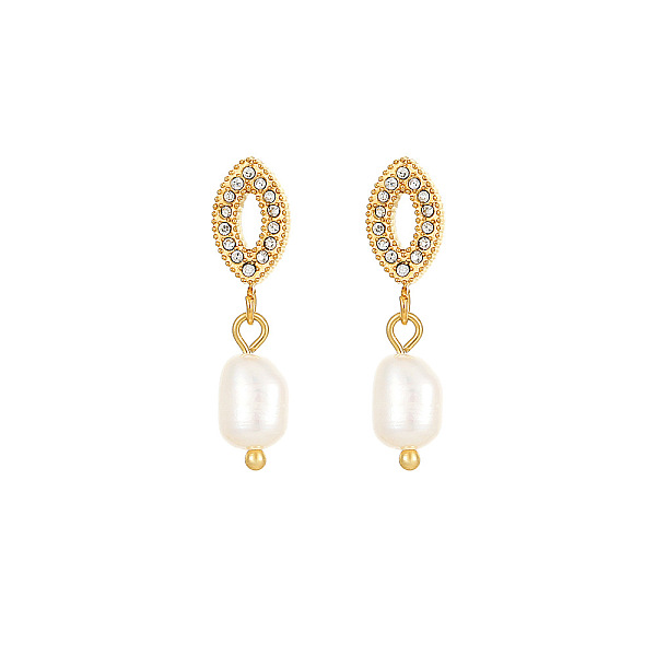 

PandaHall Stainless Steel Earrings with Pearl, Oval Pearl Oval