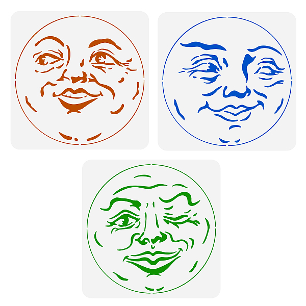 

PandaHall FINGERINSPIRE 3PCS Moon Face Painting Stencil 11.8x11.8 inch Plastic Hollow Out Full Moon Stencil Wacky Faces Craft Stencils...