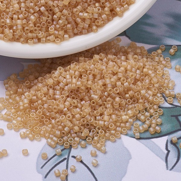 PandaHall MIYUKI Delica Beads, Cylinder, Japanese Seed Beads, 11/0, (DB0852) Matte Transparent Light Topaz AB, 1.3x1.6mm, Hole: 0.8mm, about...