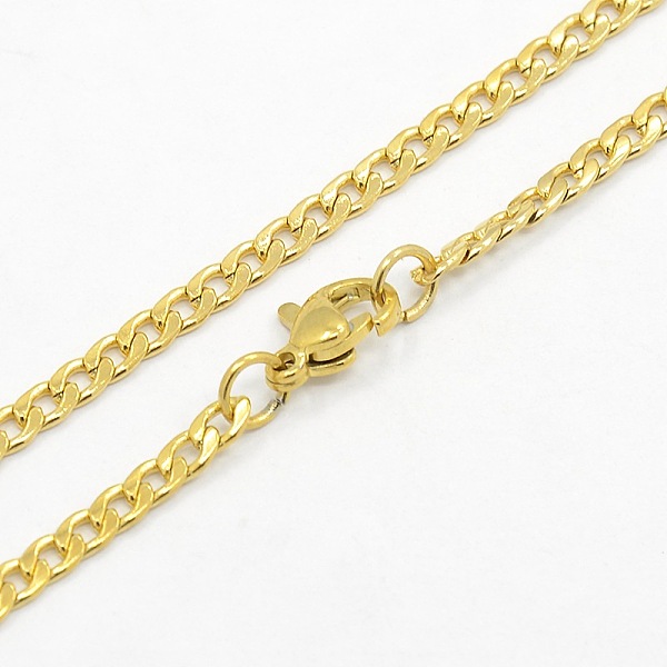 

PandaHall Men's 304 Stainless Steel Curb Chain Necklaces, with Lobster Claw Clasps, Golden, 29.5 inch(74.9cm) 304 Stainless Steel