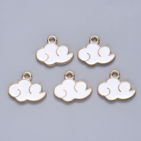 

PandaHall Alloy Enamel Pendants, Cloud, Light Gold, White, 15x18x1.5mm, Hole: 2.5mm Alloy+Enamel Cloud White