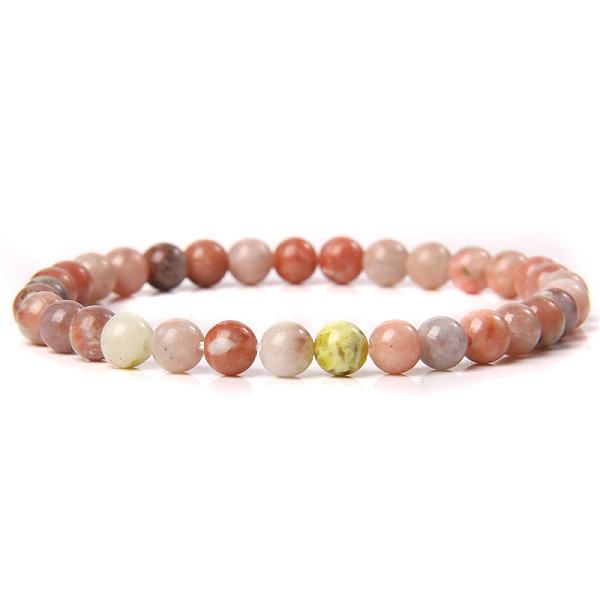 Synthetic Mookaite Round Beaded Stretch Bracelet