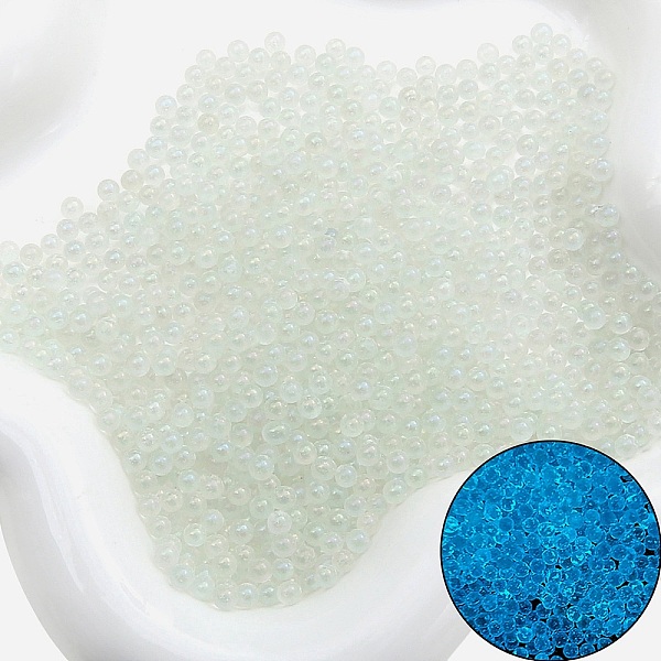 

PandaHall Luminous Transparent Glass Beads, No Hole Beads, Round, Aqua, 3~3.5mm Glass Round Cyan