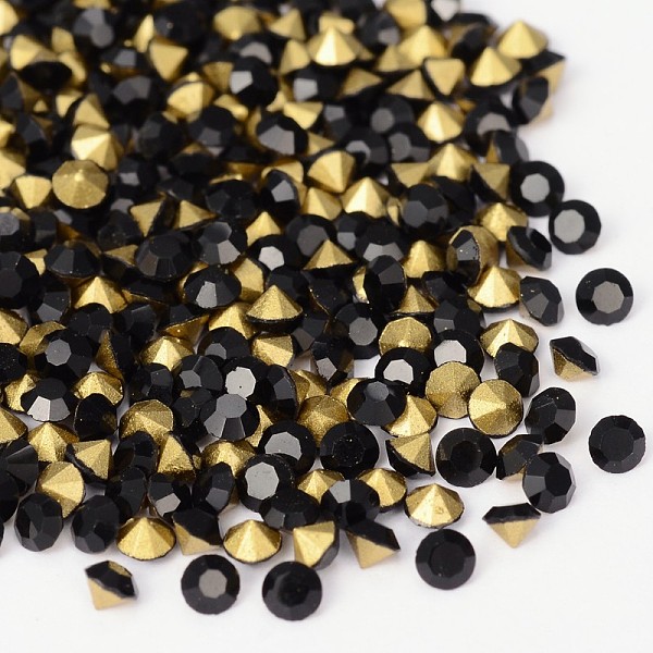

PandaHall Back Plated Grade A Diamond Glass Pointed Rhinestone, Jet, 2.7~2.8mm, about 1440pcs/bag Glass Rhinestone Diamond Black