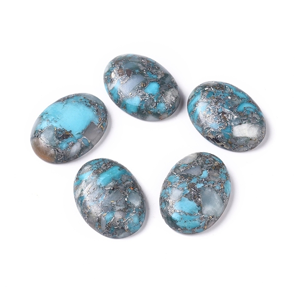 

PandaHall Assembled Synthetic Silver Line Turquoise and Amazonite Cabochons, Oval, 30x22x7~8mm Amazonite Oval