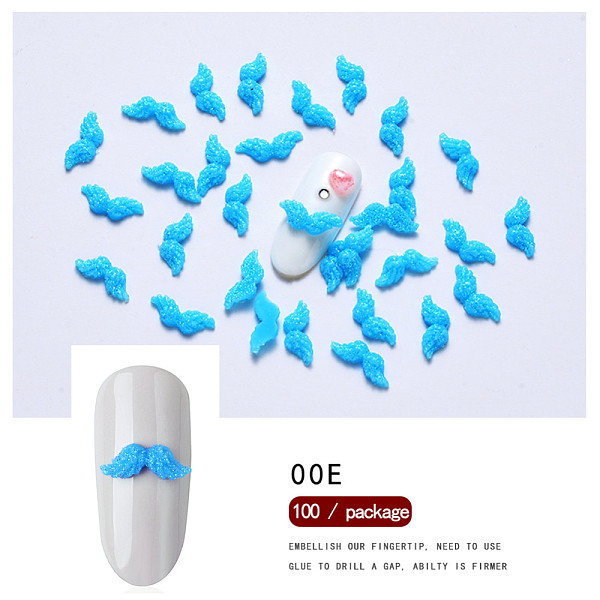 

PandaHall Mustache Resin Cabochons Nail Art Decoration, Glitter Powder Nails Stud, for DIY Nail Art Design Accessory, Dodger Blue, 11x4x2mm...