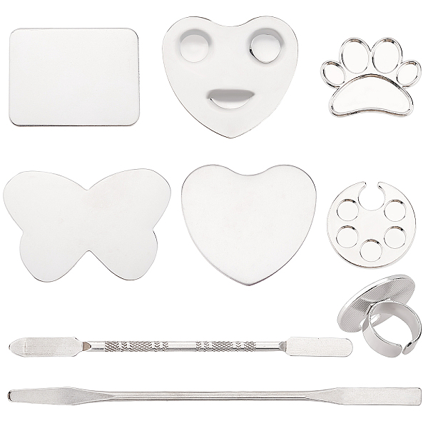 

PandaHall Alloy & 430 & 410 Stainless Steel Palette and Double Head Spoon Palette Spatulas Stick Rod, Makeup Cosmetic Nail Art Tool, Mixed...