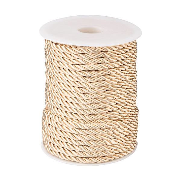 

PandaHall 3-Ply Polyester Cords, Binding Rope with Decorative Rope, Plastic Clasp Hand Cord, PeachPuff, 5mm, 30m/roll Polyester Brown