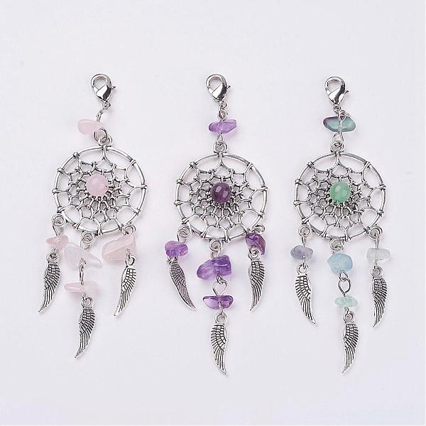 

PandaHall Natural Chip Gemstone Pendant Decorations, with Alloy Findings and Brass Lobster Claw Clasps, 94.5mm Mixed Stone Others Multicolor