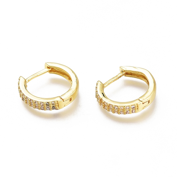 

PandaHall Brass Micro Pave Clear Cubic Zirconia Huggie Hoop Earrings, Long-Lasting Plated, Ring, Golden, 13.5x14x2.5mm, Pin: 1x0.7mm Brass...