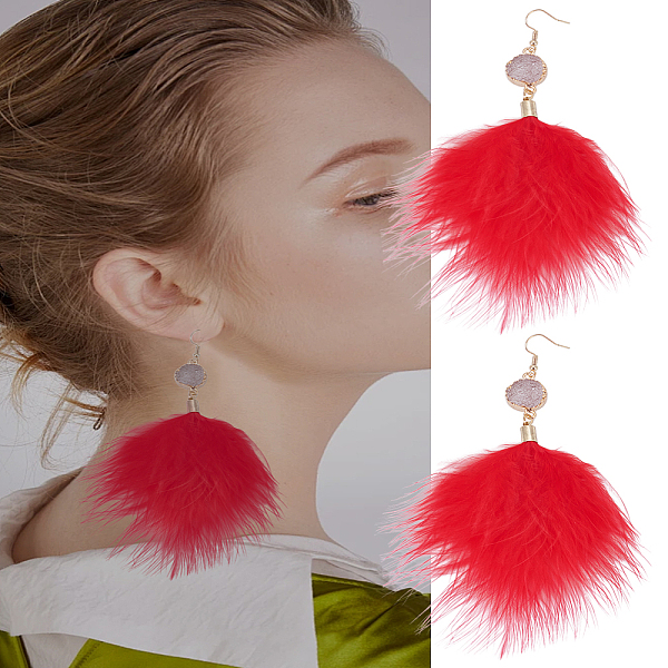 1 Piar Feather Dangle Earrings