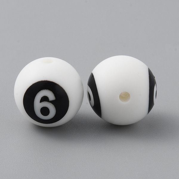 

PandaHall Silicone Beads, Chewing Beads For Teethers, DIY Nursing Necklaces and Bracelets Making, White Round with Black Numbers, Num.6...