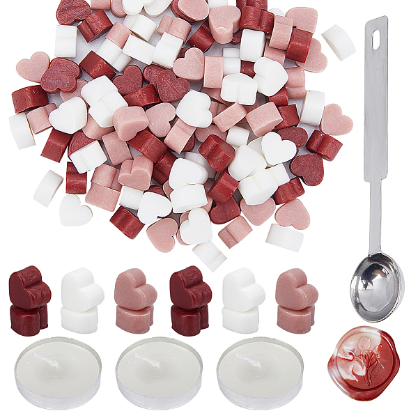 

PandaHall CRASPIRE Wax Seal Beads Set Red Heart Mixed Color Wax Sealing Beads with 1Pc Stainless Steel Spoon and 3Pcs Candles for Retro Seal..., Multicolor