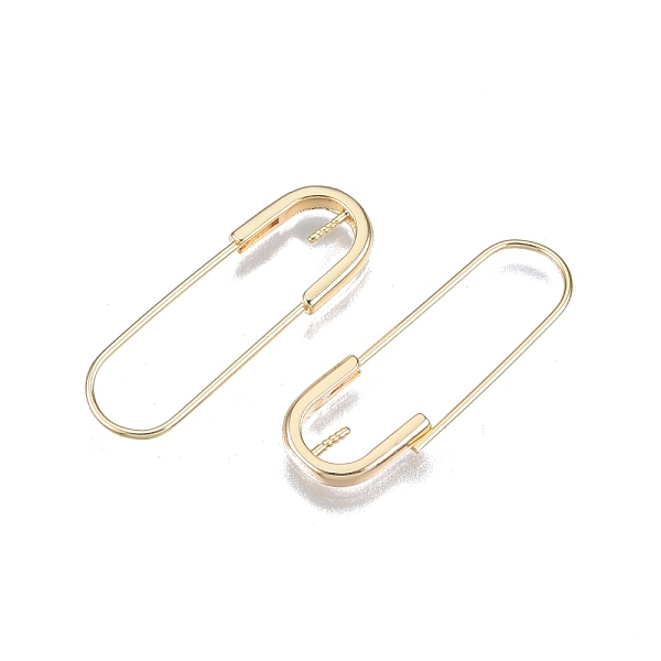 

PandaHall Brass Earring Hooks, Safety Pin Shape Earring Wire, For Half Drilled Beads, Nickel Free, Real 18K Gold Plated, 28x9.5x2mm, 20...