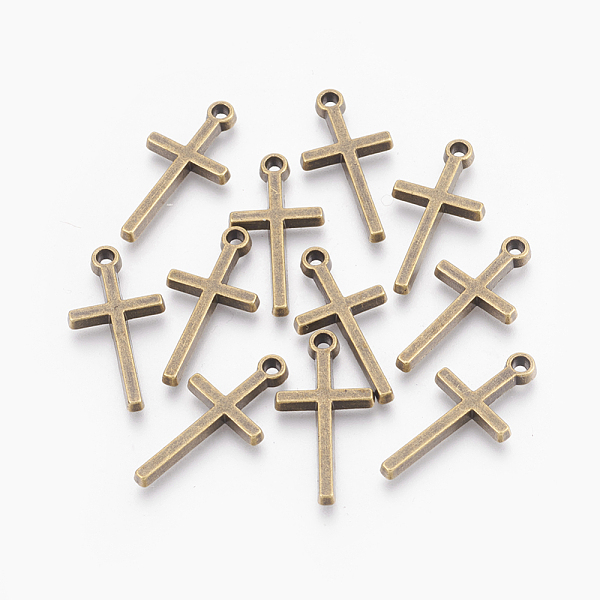 

PandaHall Alloy Pendants, Cadmium Free & Nickel Free & Lead Free, Cross, Antique Bronze, 13x26x2mm, Hole: 2mm Alloy Cross