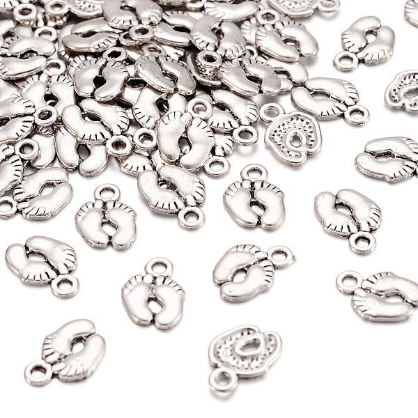 

PandaHall Tibetan Silver Alloy Charms, Foot Print, Antique Silver, 14x10x2mm, Hole: 2mm Alloy Others