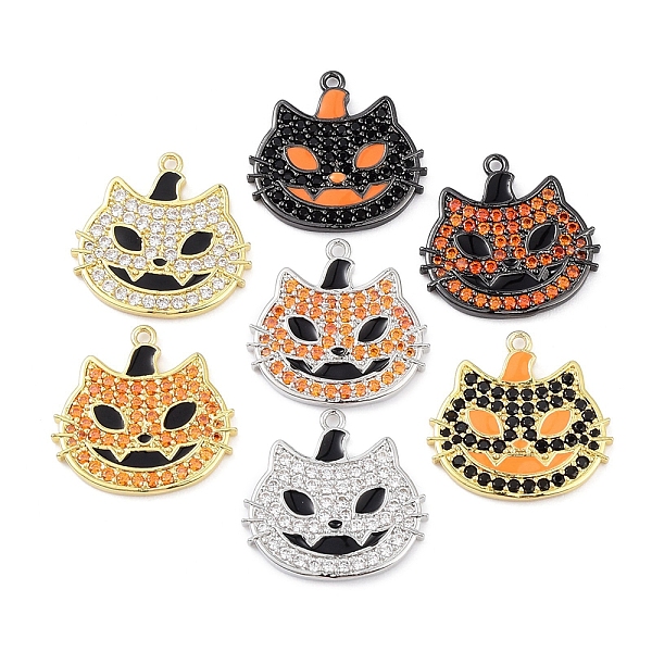 

PandaHall Rack Plating Brass Cubic Zirconia Pendants, Lead Free & Cadmium Free, Cat Charm, Mixed Color, 19.5x20x1.7mm, Hole: 1.2mm..., Multicolor