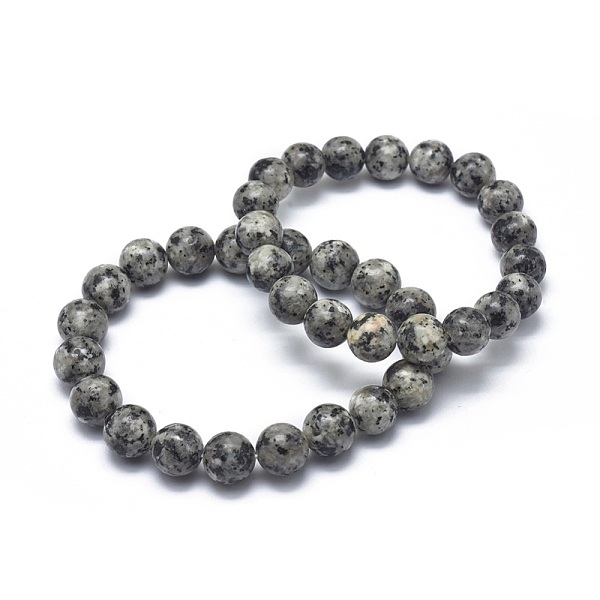 

PandaHall Natural Sesame Jasper/Kiwi Jasper Bead Stretch Bracelets, Round, 2-1/8 inch~2-3/8 inch(5.5~6cm), Bead: 8mm Sesame Jasper