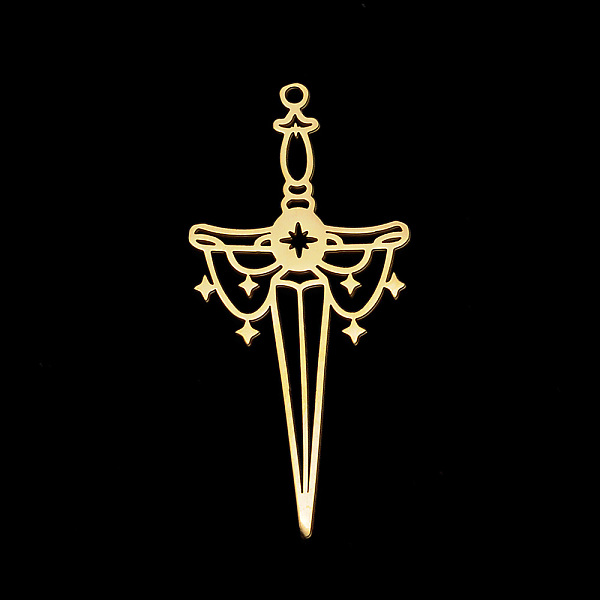 

PandaHall Vacuum Plating 304 Stainless Steel Pendants, Laser Cut, Sword, Golden, 45x21x1mm, Hole: 1.5mm 304 Stainless Steel Others