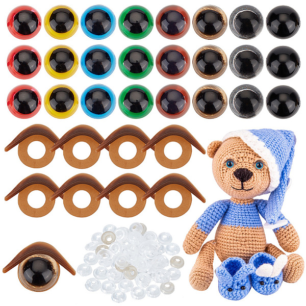 

PandaHall PH 80 Sets Safety Eyes 10mm Craft Eyes with Eyelid Buckles 8 Colors Stuffed Animal Eyes Crochet Eyes with Washers Felt Eyes for..., Multicolor