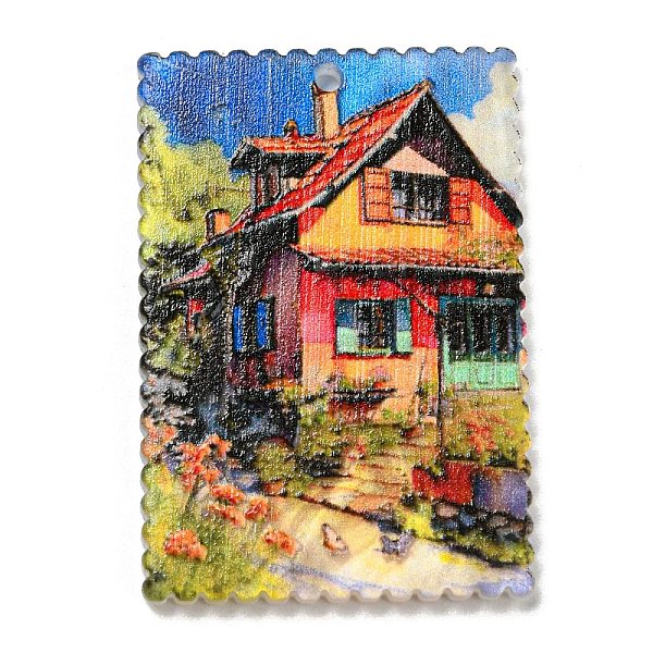 

PandaHall Rectangle Acrylic Pendants, House, Butterfly, 35.5x24.5x2.5mm, Hole: 1.6mm Acrylic House