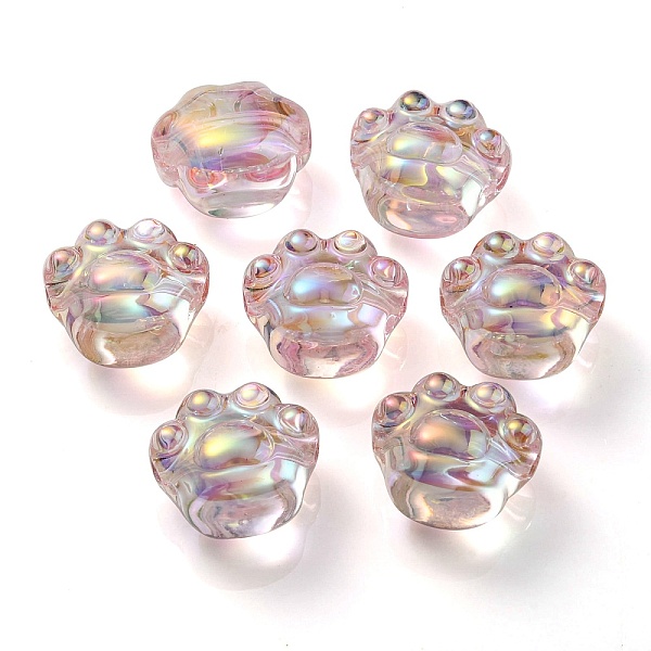 

PandaHall UV Plating Rainbow Iridescent Acrylic Beads, Cat Paw Print, Misty Rose, 16x18.5x13mm, Hole: 3mm Acrylic Others