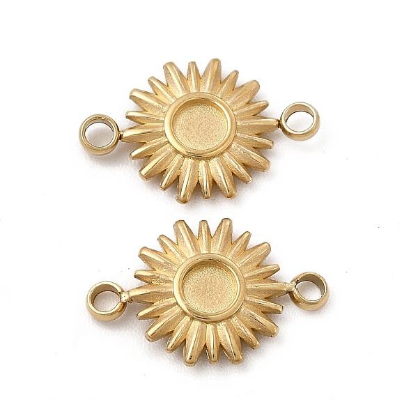 

PandaHall Ion Plating(IP) 304 Stainless Steel Cabochon Connector Settings, Sun, Real 14K Gold Plated, Tray: 3mm, 14x9x1.5mm, Hole: 1.6mm 304...