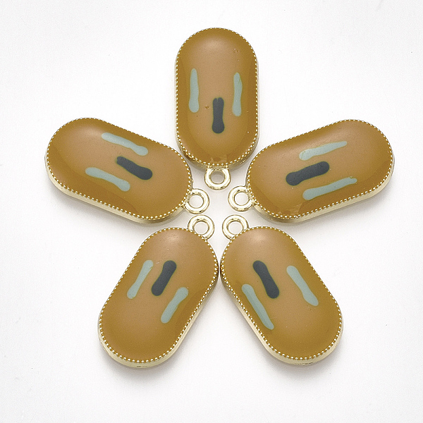 

PandaHall Alloy Enamel Pendants, Oval, Light Gold, Dark Goldenrod, 26x13x3mm, Hole: 2mm Alloy+Enamel Oval