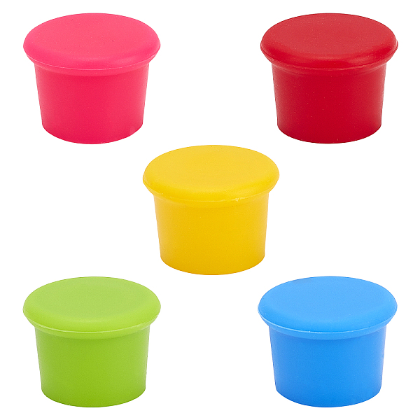 

PandaHall Silicone Bottle Stoppers, Mixed Color, 35x25mm, 5pcs/set Synthetic Rubber Multicolor